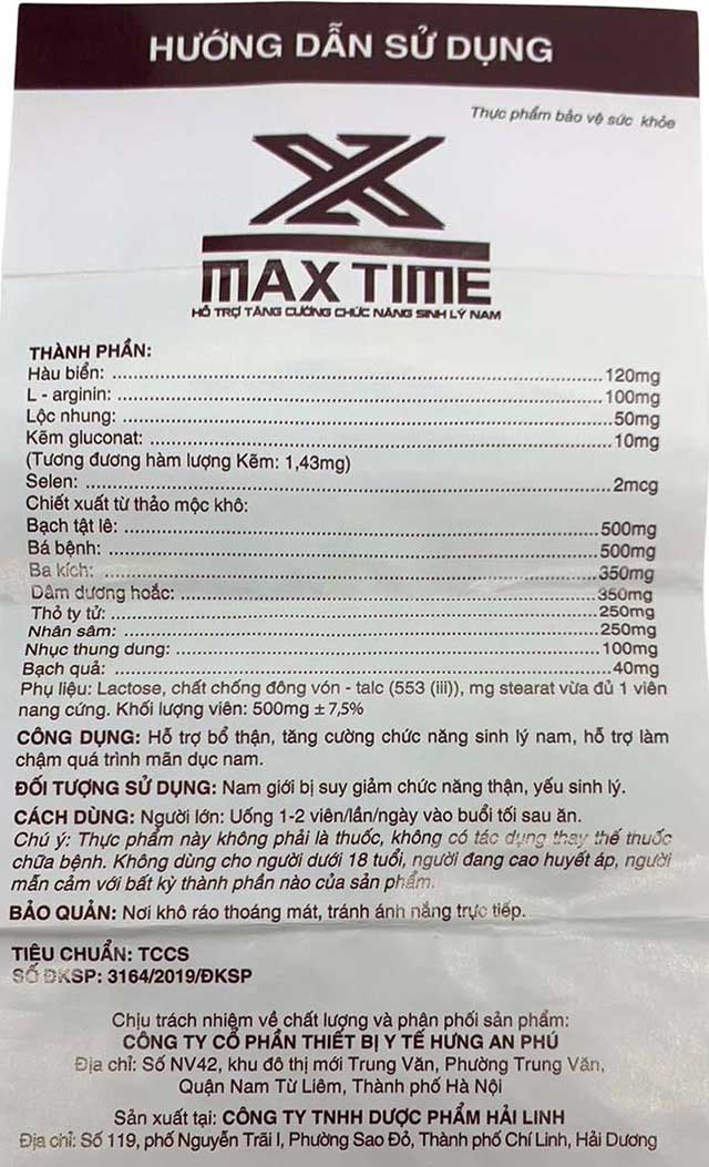 MAX TIME Ba Kích Hàu Biển Hỗ Trợ Tăng Cường Chức Năng Sinh Lý Nam Giới (Hộp 30 Viên)